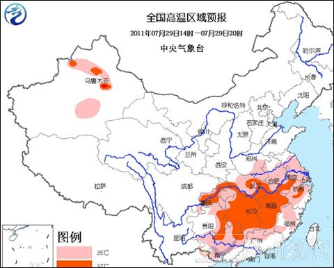 高温黄色预警：江淮江南等地高温持续