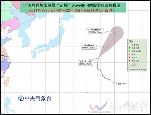 “苗柏”向东北方向移动