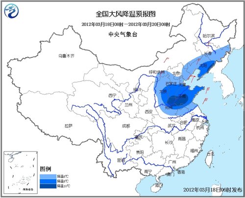 全国大风降温预报图