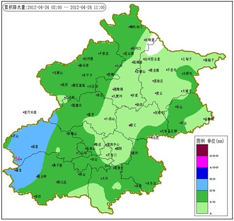 北京24日凌晨起出现降水