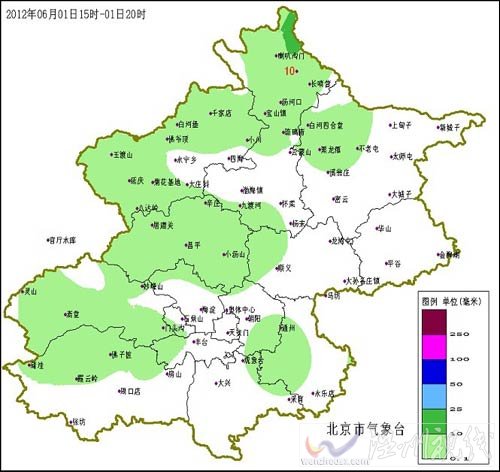 北京北部西部雨量较大