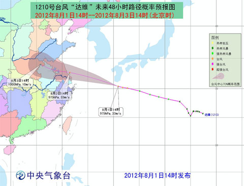 达维加强为台风 苏拉逼近台湾 