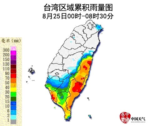 强台风“天秤”给台湾北部带来明显降水