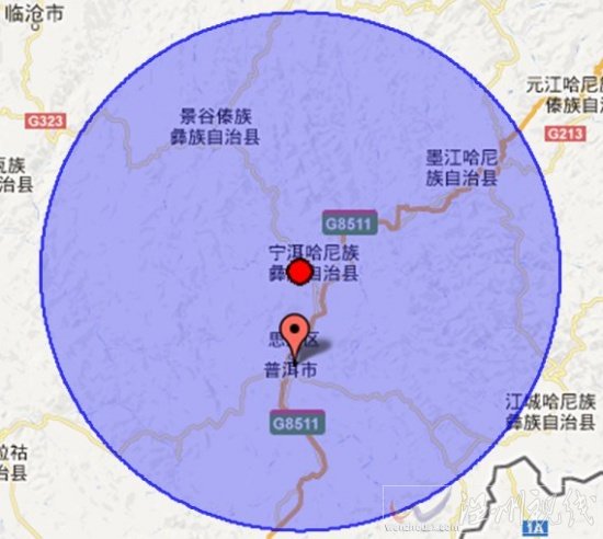 宁洱县地震震中位置