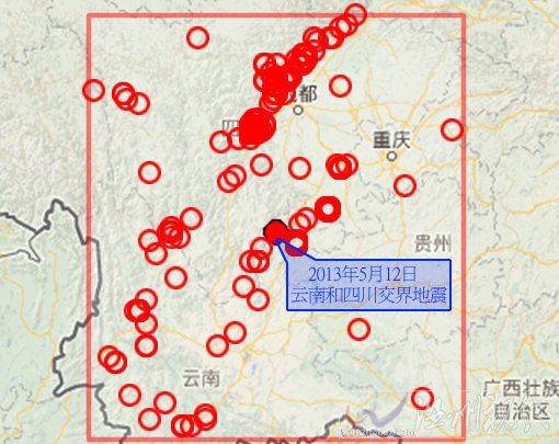 2013年5月12日地震震中位置