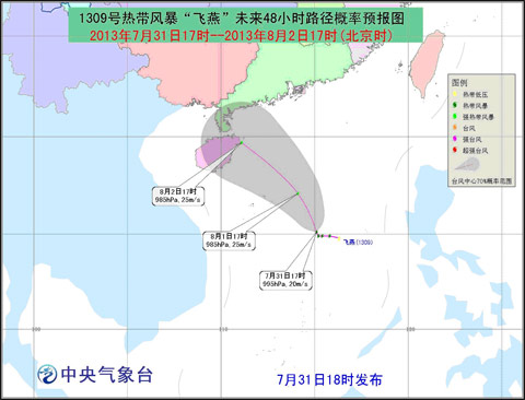 第9号台风飞燕路径