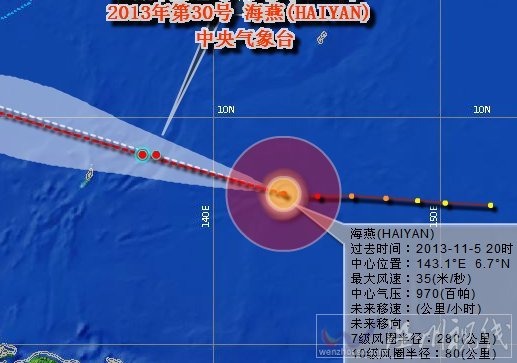 2013年30号台风海燕最新路径