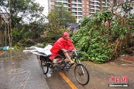 广西台风过后街头一片狼藉