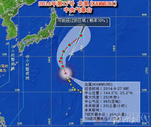 2014台风北冕路径