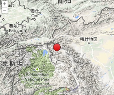 新疆阿克陶县地震正中位置示意图