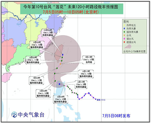 台风莲花路径预报图