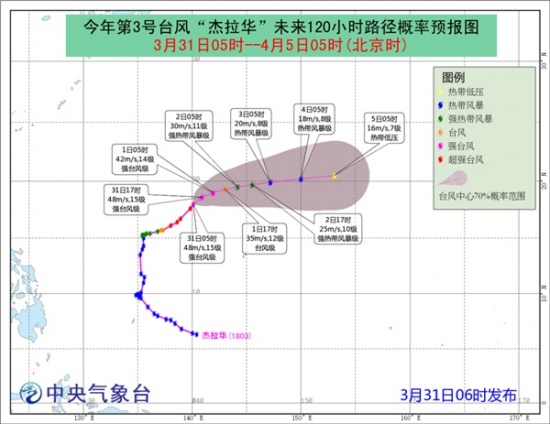 第3号台风杰拉华路径