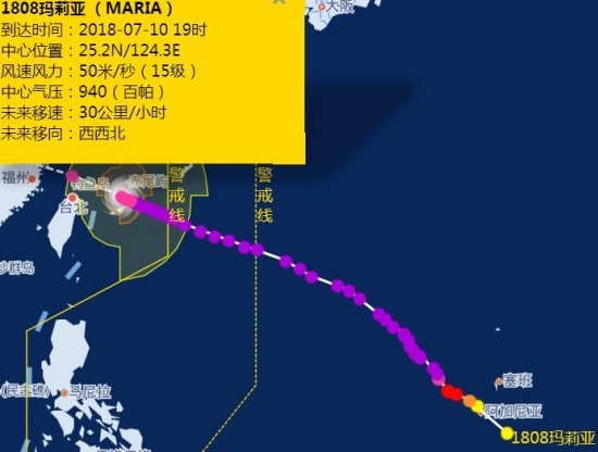 第8号台风玛莉亚路径图