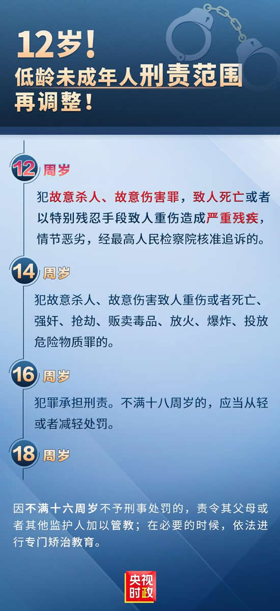 12岁未成年人故意杀人将负刑责